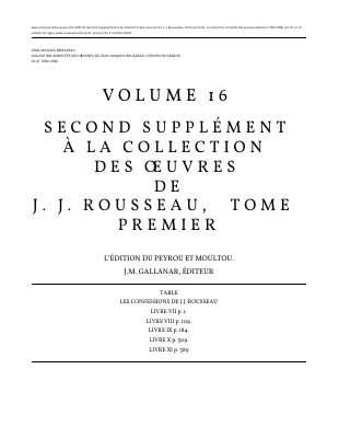Couverture de Rousseau - Oeuvres 16 - second supplément 1 (rousseauonline)
